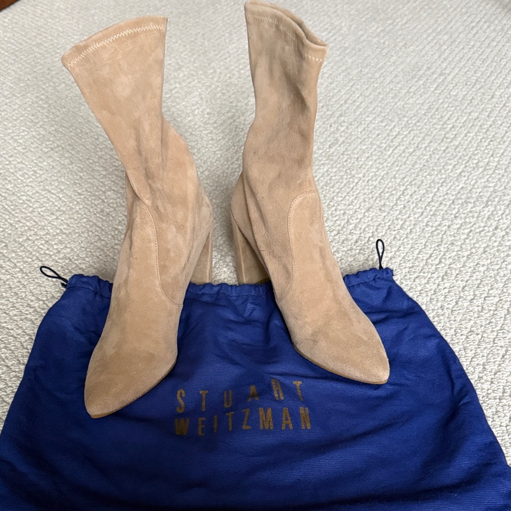 Stuart Weitzman Beige Suede Heeled Boots